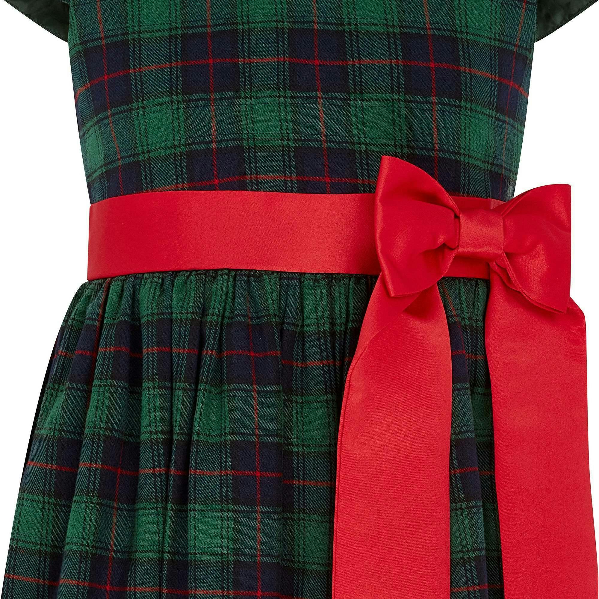 Joy Plaid Satin Bows Occasion Party Dress