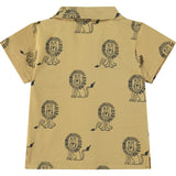 Lions Print Collar Neck Short Sleeve Shirt