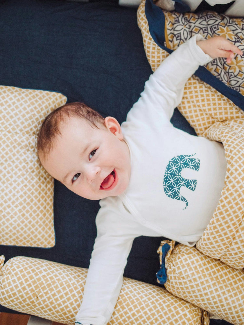 Block-Printed Cotton Crib Quilt