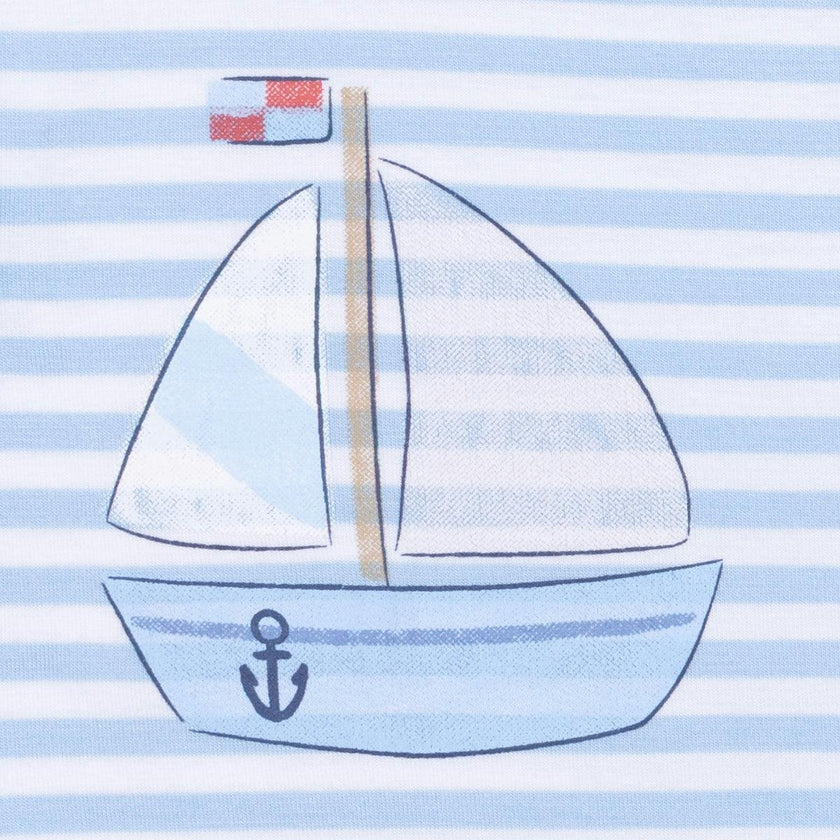 Bubbly Sailboat Stripe - Crew Neck Tee with Cargo Short