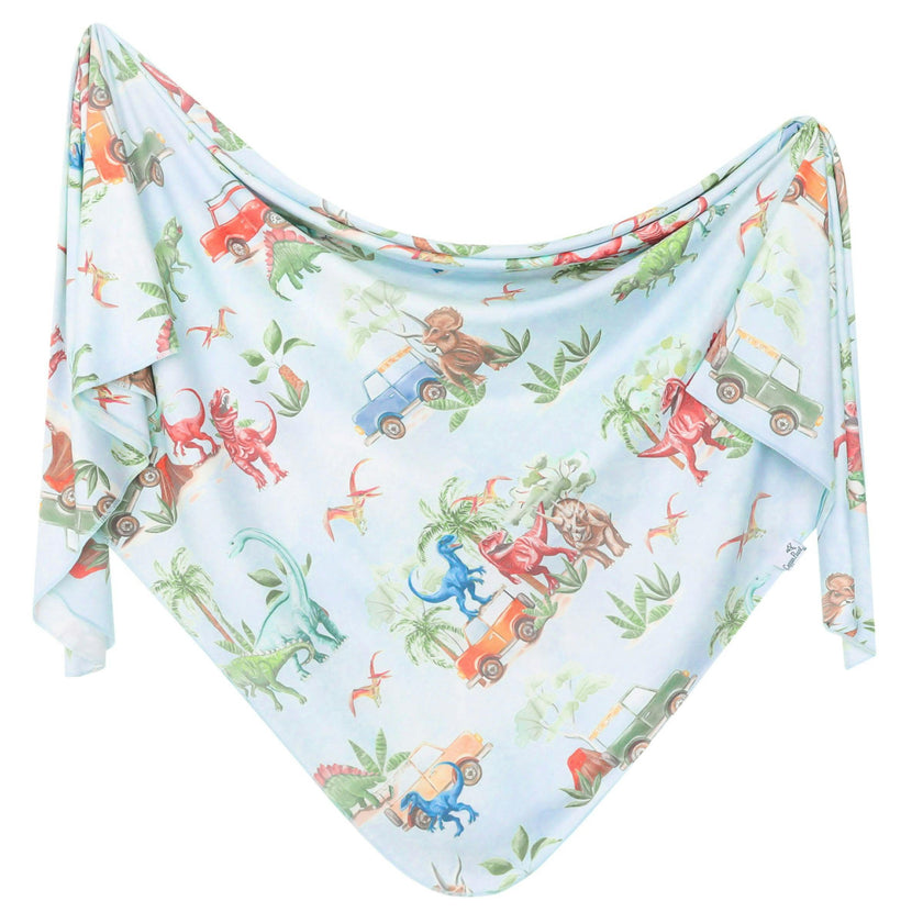 Knit Swaddle Blanket - Dino Explorer