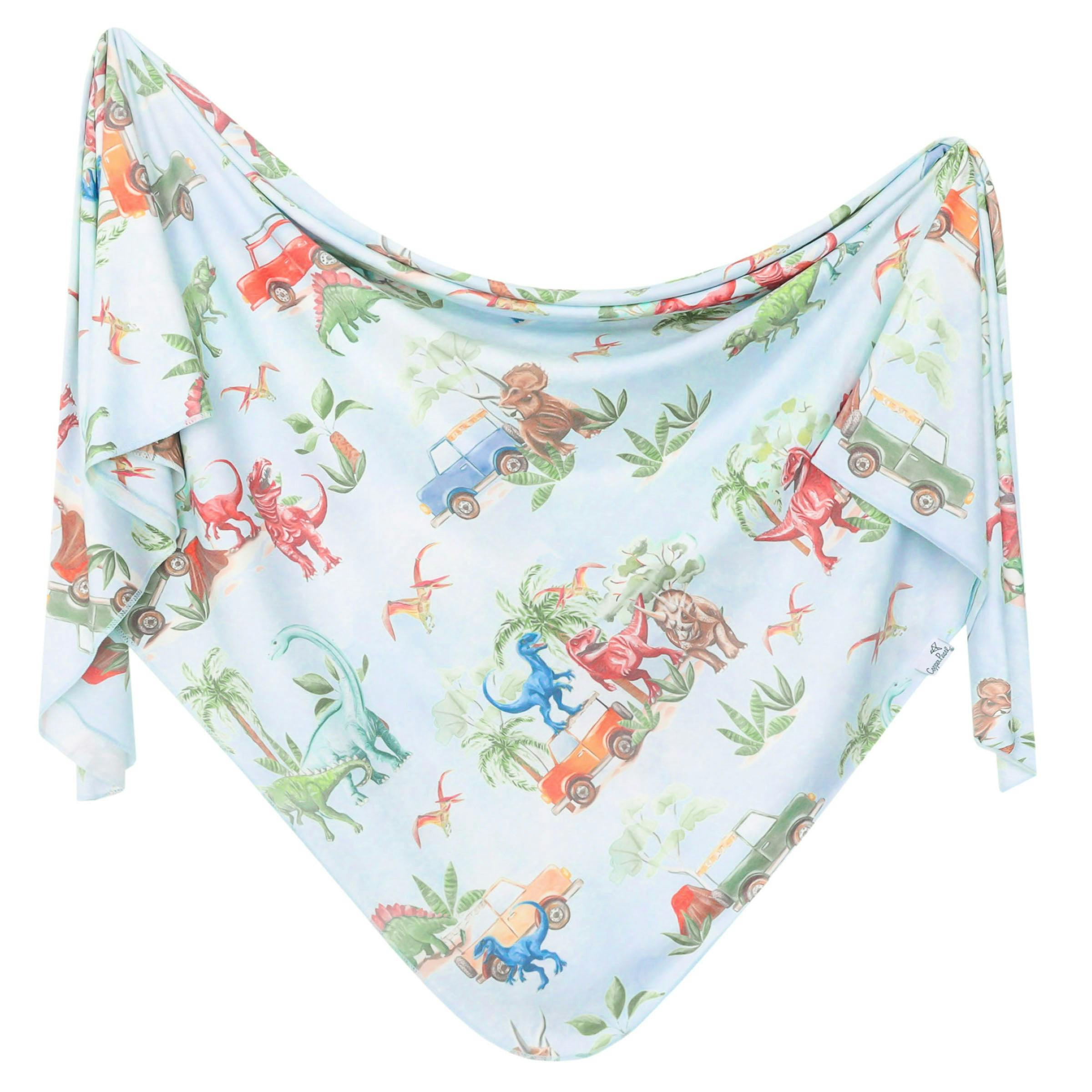 Knit Swaddle Blanket - Dino Explorer