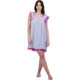 Mini Sandrine Women's Dress Sea Stripe Embroidery, Blue
