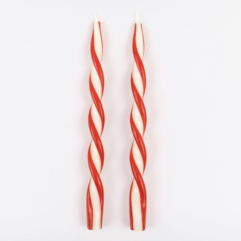 Red Stripe Twist Candles