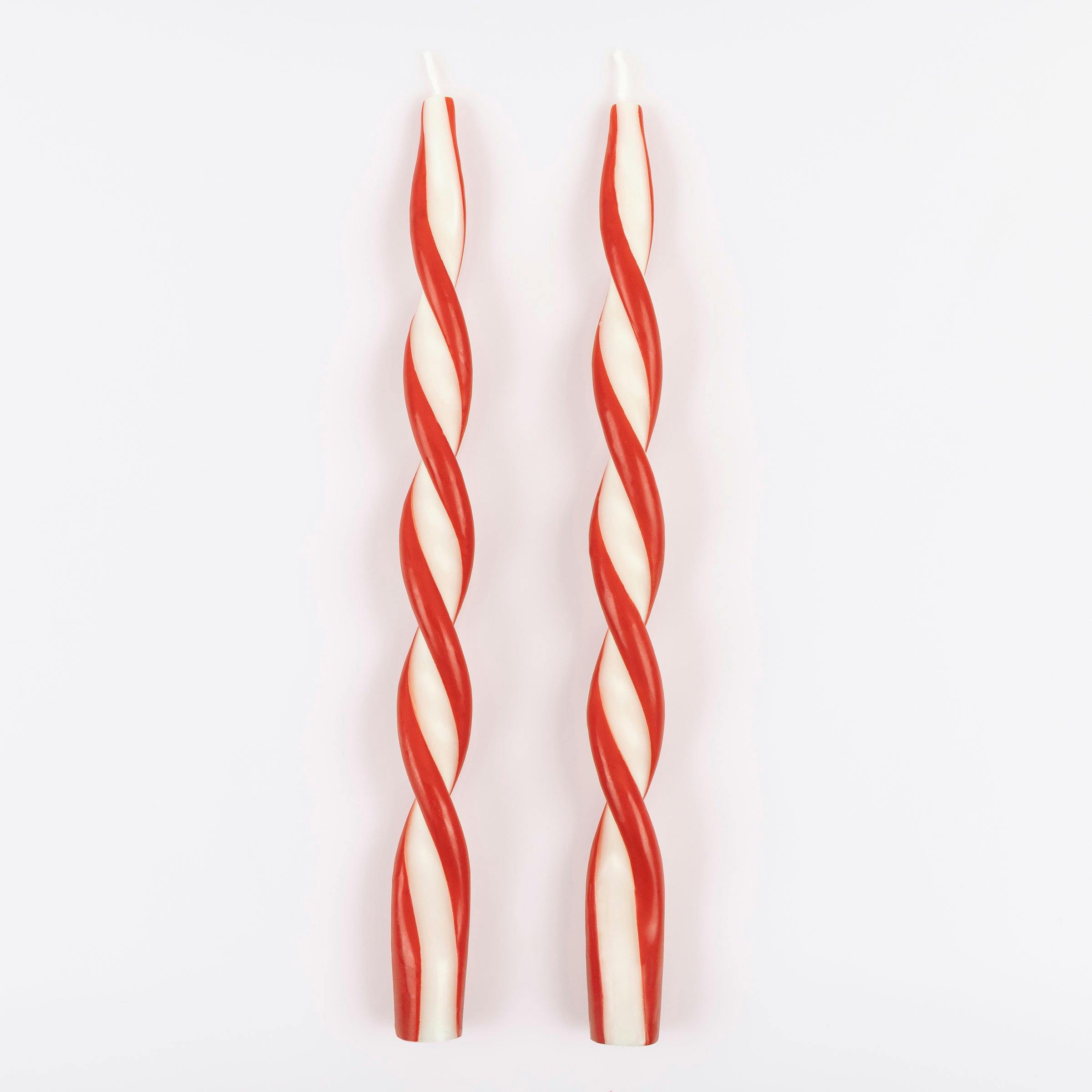 Red Stripe Twist Candles