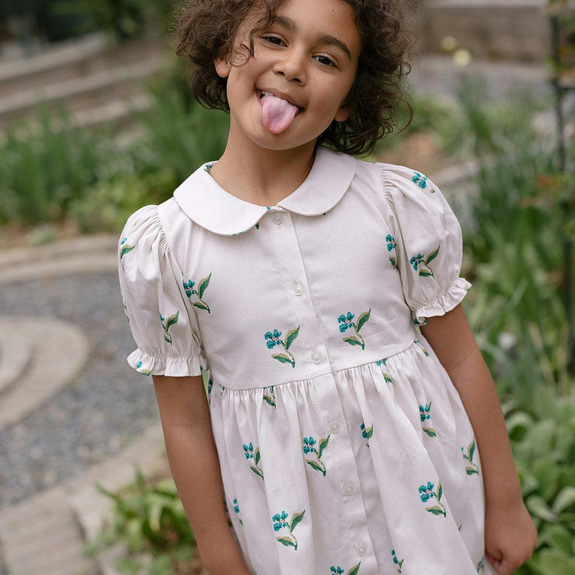 Charlotte Dress in Flame Stitch Floral