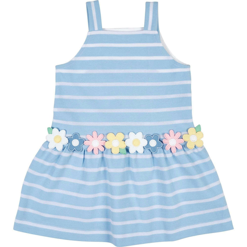 Stripe Knit Dress With Mulitcolor Flowers