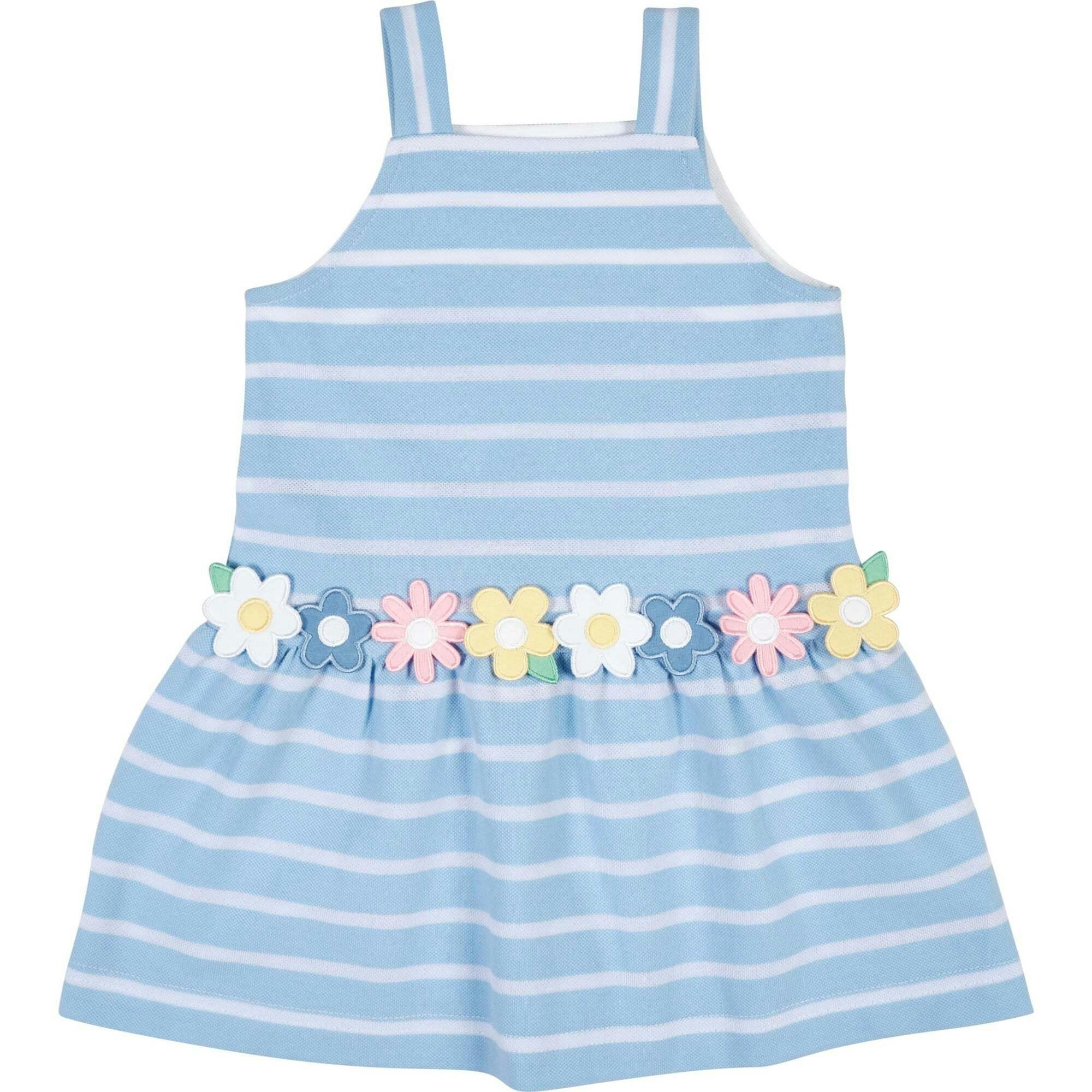 Stripe Knit Dress With Mulitcolor Flowers