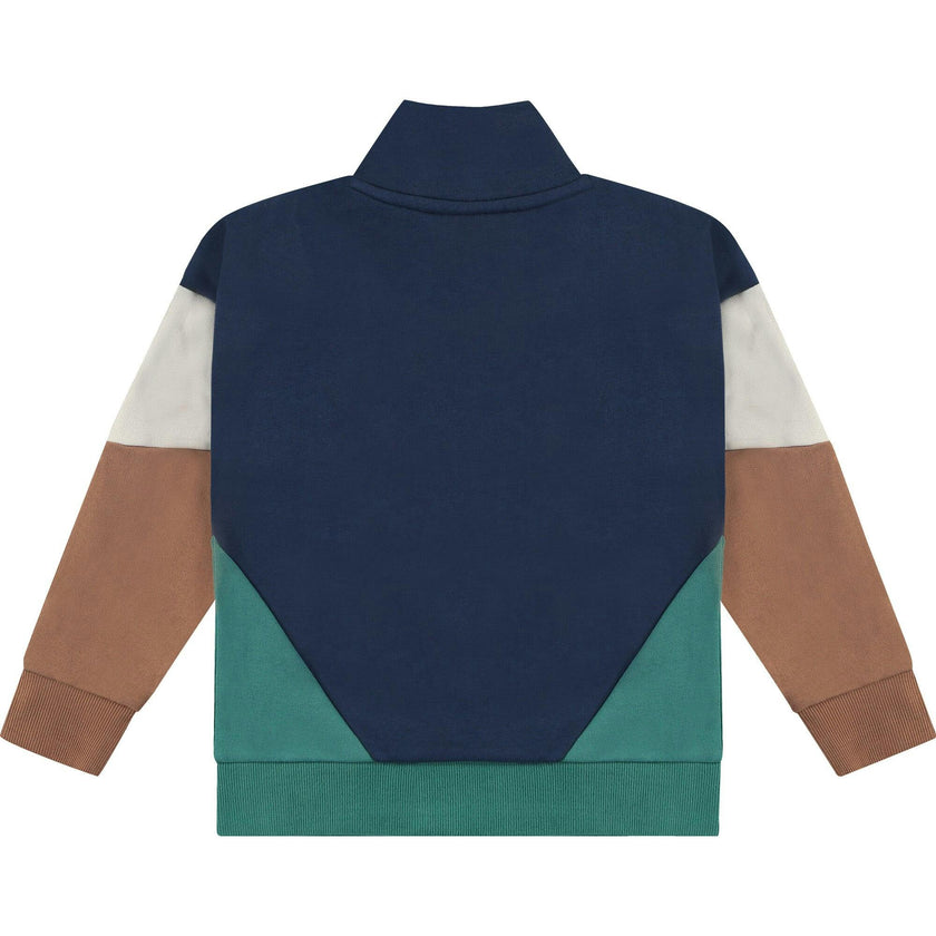 Color-Block Mock Collar Quarter Zip Pullover Sweatshirt