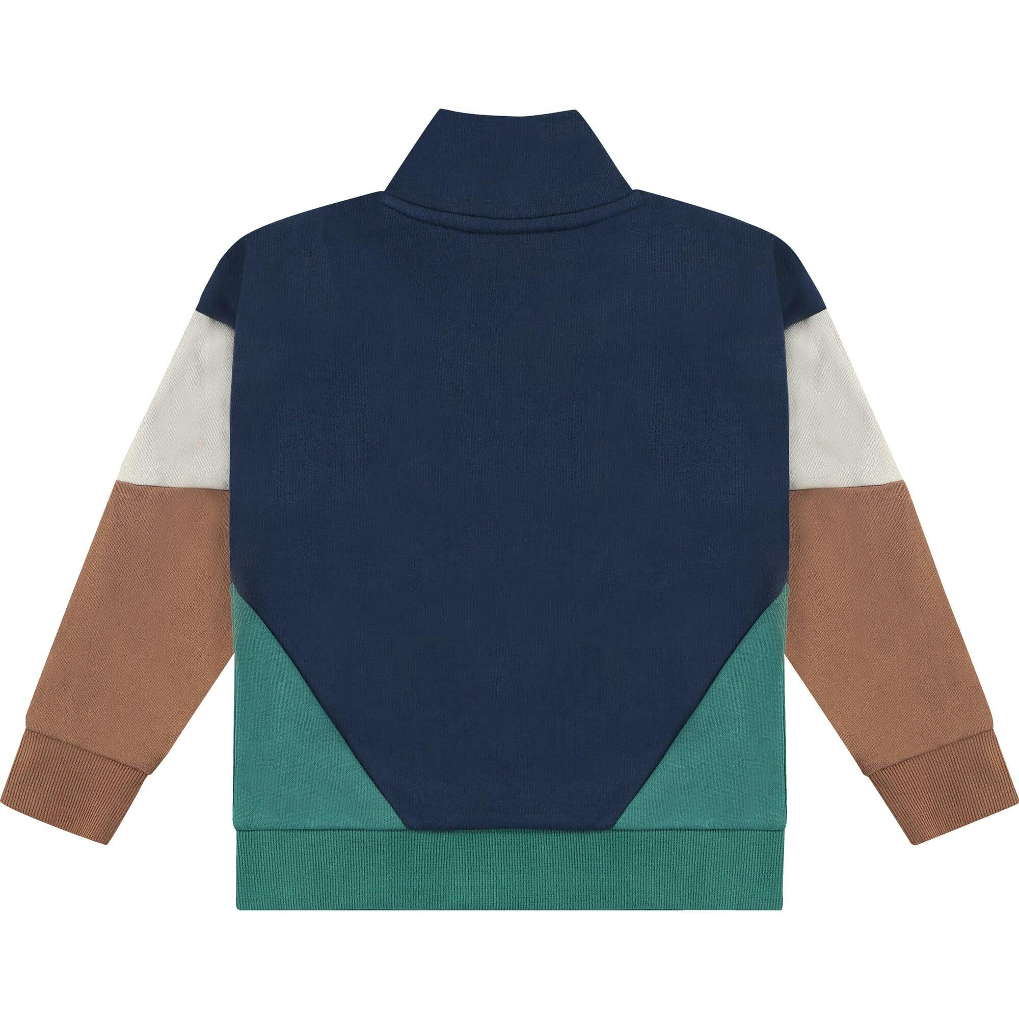 Color-Block Mock Collar Quarter Zip Pullover Sweatshirt