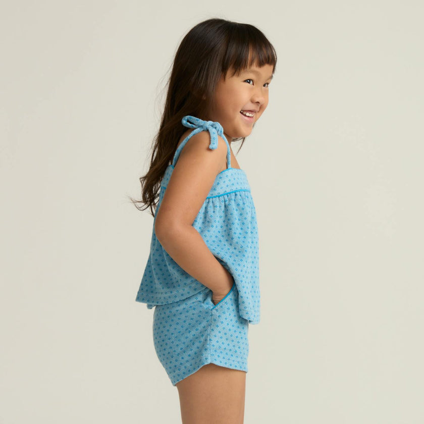 girls le marin dot french terry tie top and short set