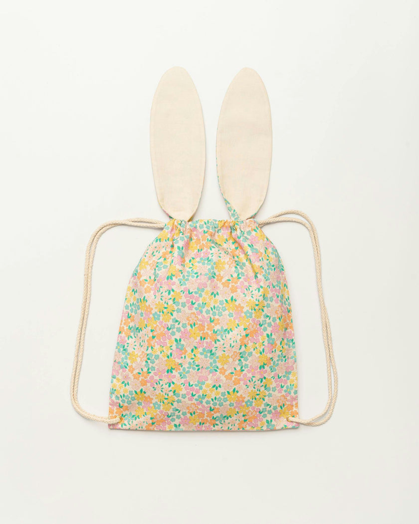 Bunny Drawstring Backpack - Emma Floral Mint
