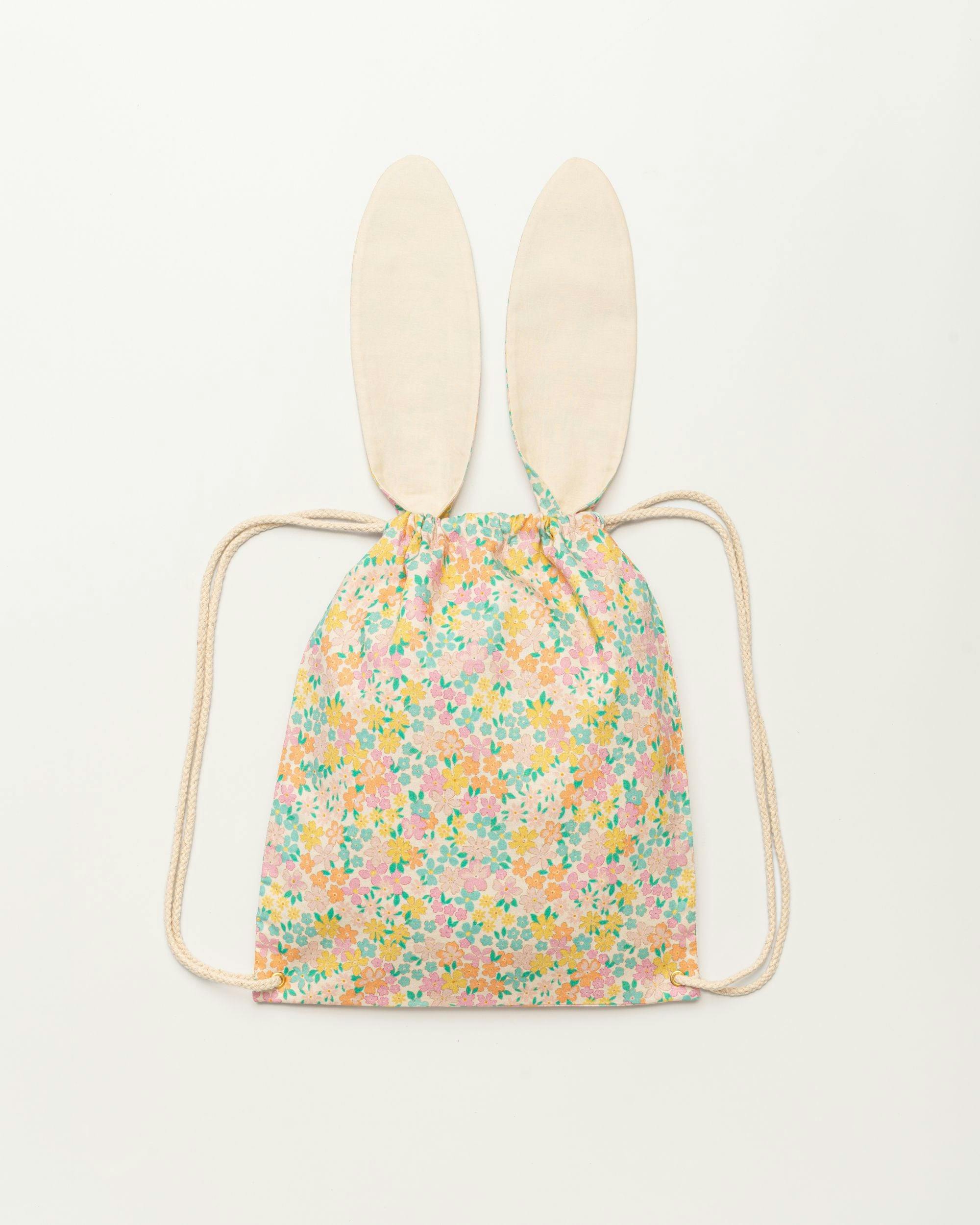 Bunny Drawstring Backpack - Emma Floral Mint