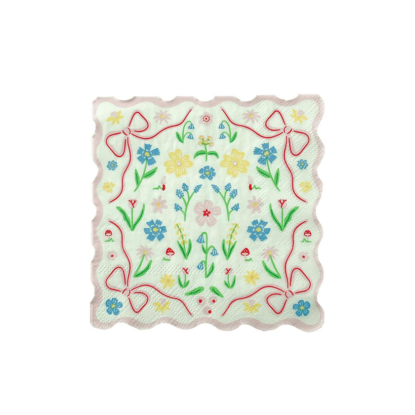 Bunnies In The Garden Pink Floral Petite Napkins