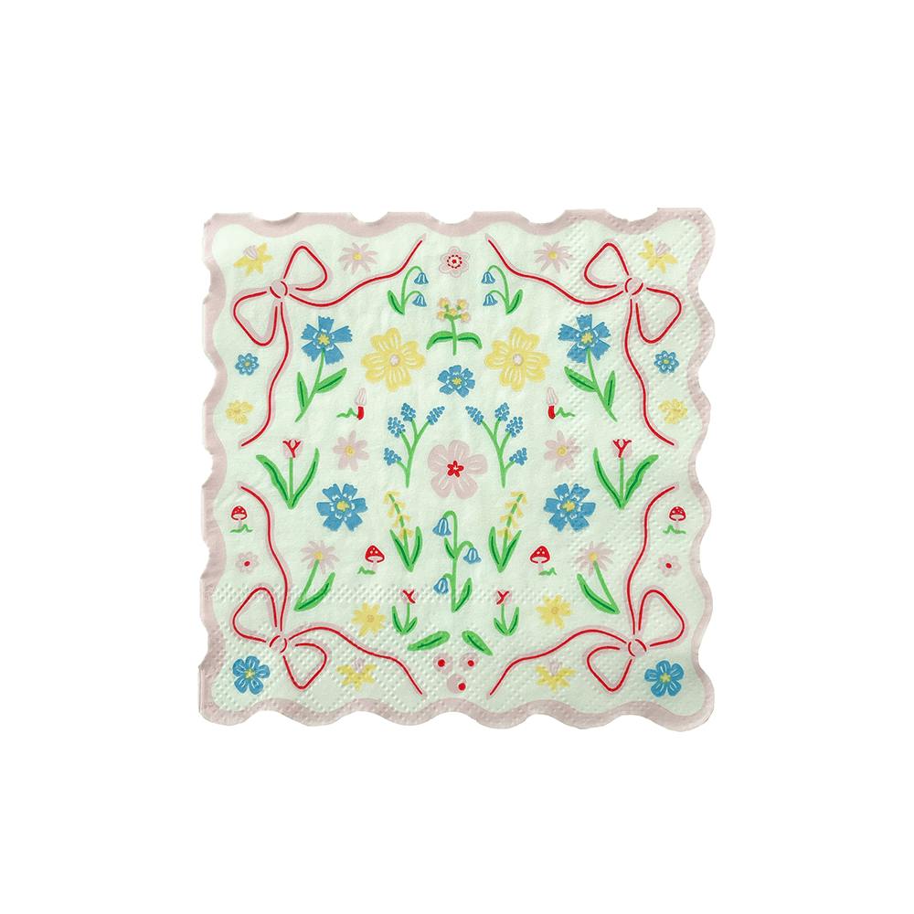 Bunnies In The Garden Pink Floral Petite Napkins