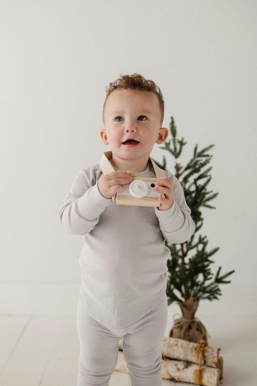 Boys Ribbed Top in Gray Dawn