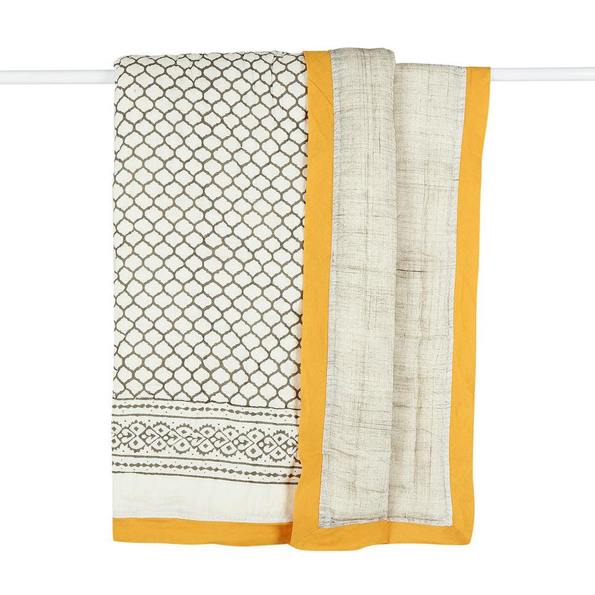 Block-Printed Cotton Crib Quilt
