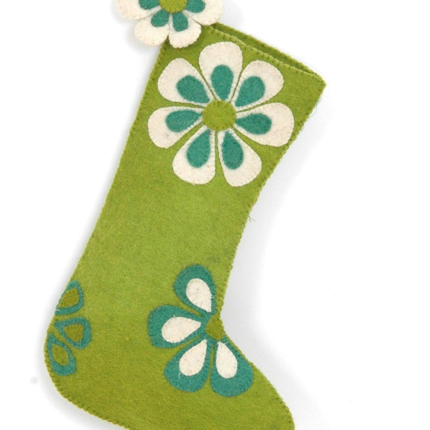 Retro Flower Power Hand Felted Wool Christmas Stocking Arcadia Home