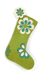 Retro Flower Power Hand Felted Wool Christmas Stocking
