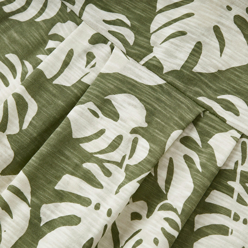 Island Leaf Silhouette Slub Cotton Sleeveless Jumper