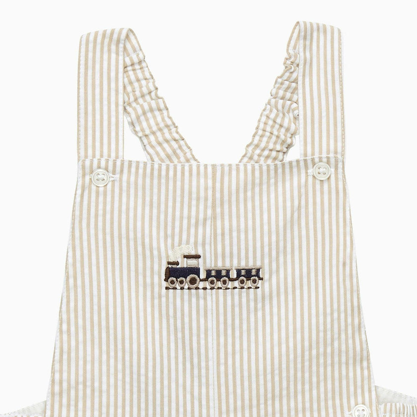 Baby Alexander Bib Shorts in Oatmeal Train