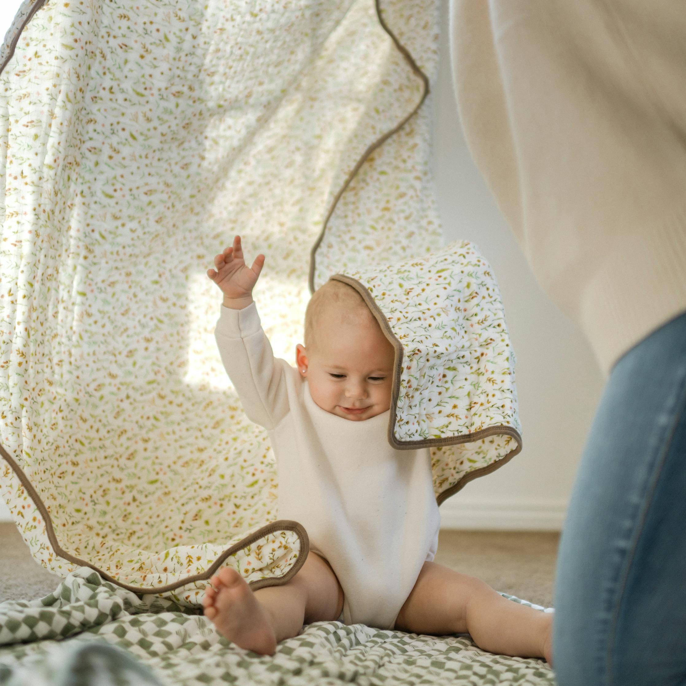 Original Organic Cotton Muslin Quilt - Floral Field