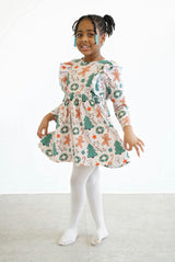 Girl's Holiday Gingerbread Festivities Ruffled Dress