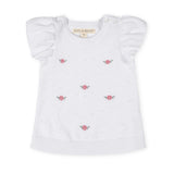 Organic Ruffle Sleeve Pointelle Sweater