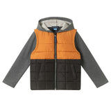 Hooded Puffer Vest Jacket | Black & Cognac