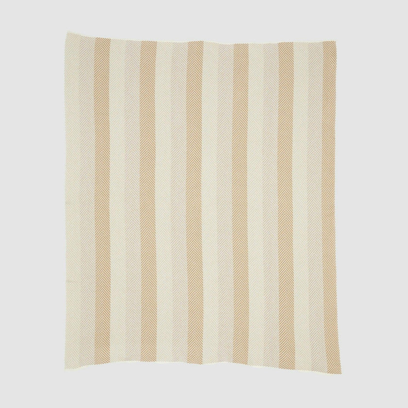 Cotton Sustainable Knit Striped | Chevron Throw Blanket - Herringbone Hues