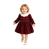 Burgundy Smocked Holiday Dress