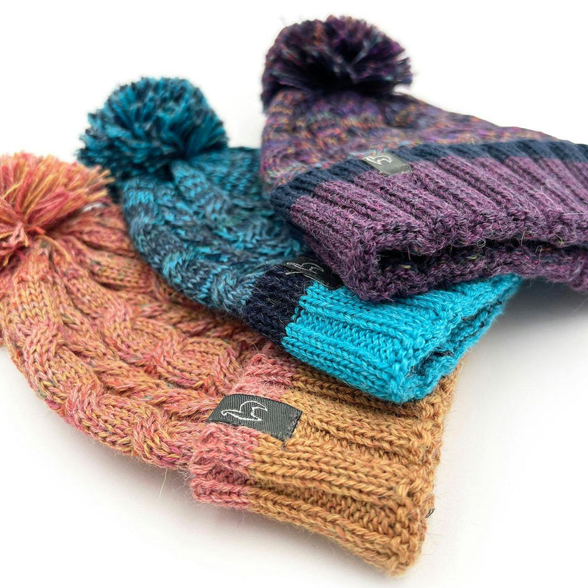 Kids Braided Pom Pom Beanie