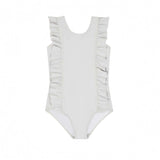 girls dove grey ruffle one piece