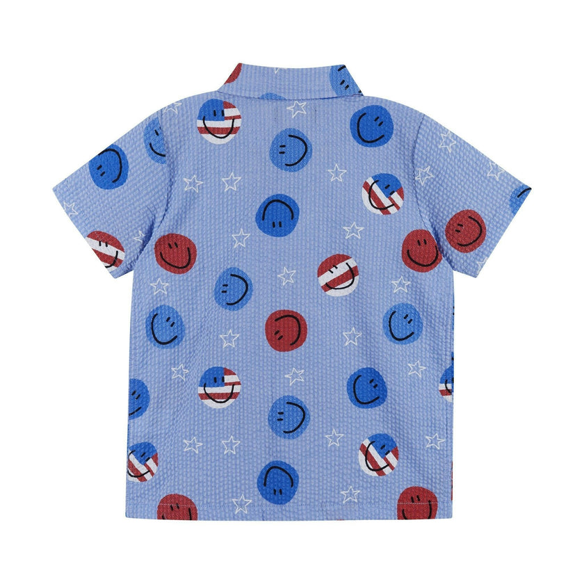 Boys Short Sleeve Seersucker Set | Patriotic Smile