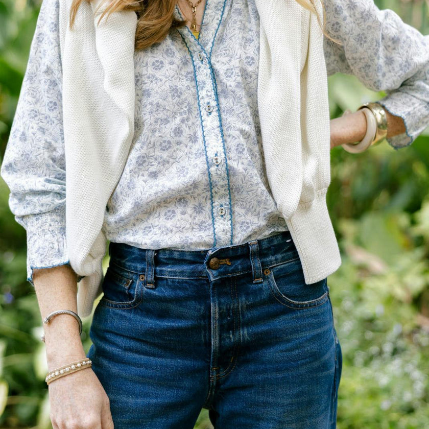 Harper Top in Floral Blues