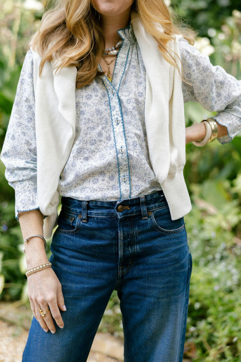 Harper Top in Floral Blues