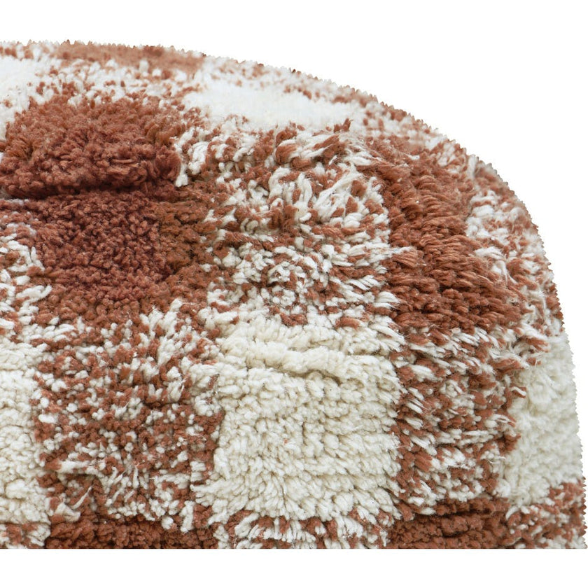 Vichy Plush Tablecloth-Inspired Pouf
