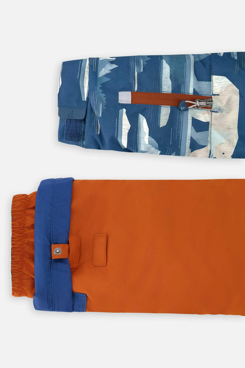 Two Piece Play Snowsuit Blue Bear Print With Rust Pants