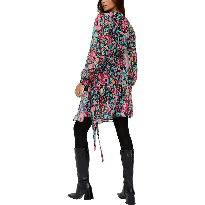 Flora Wraparound Floral Print Mini Dress