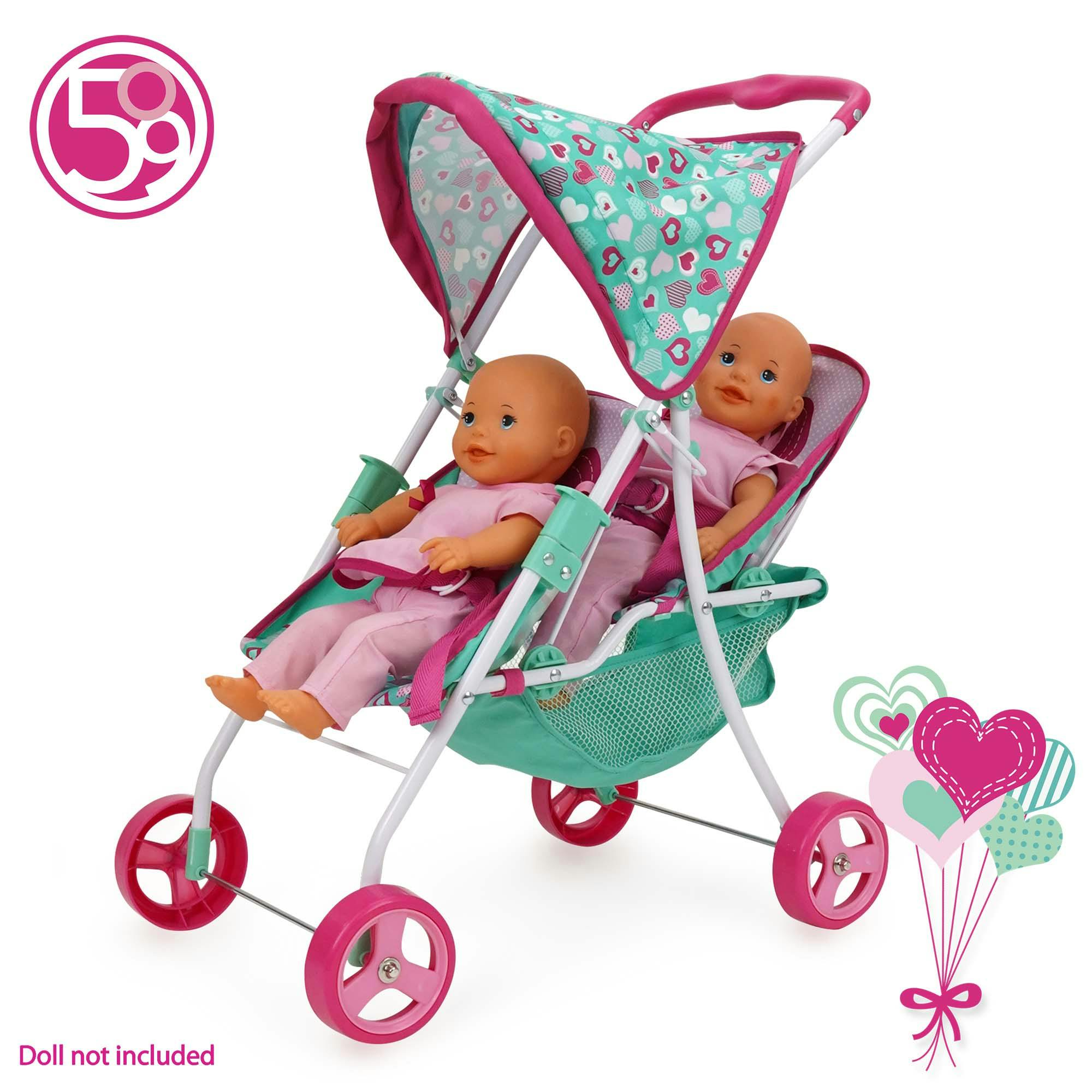 Mint Heart: Doll Stroller - Twin Tandem