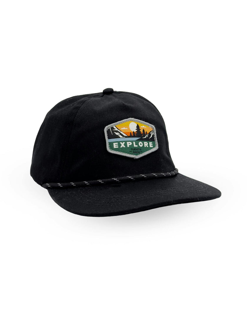 Explore Snapback Hat - Black Twill