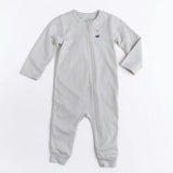 Pima Embroidered Footless Sleeper in Blue Boat