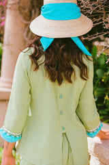 Clematis Bucket Hat (PreOrder Shipping June 15th) - French Blue Wide & Short Grosgrain Ribbon