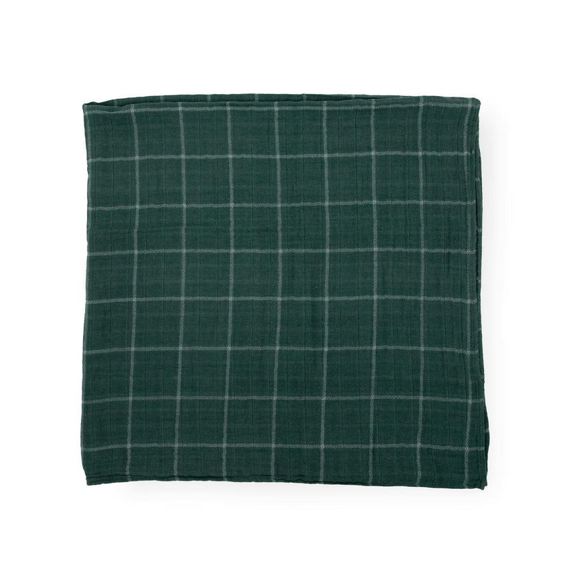 Cotton Muslin Swaddle Blanket - Evergreen Plaid