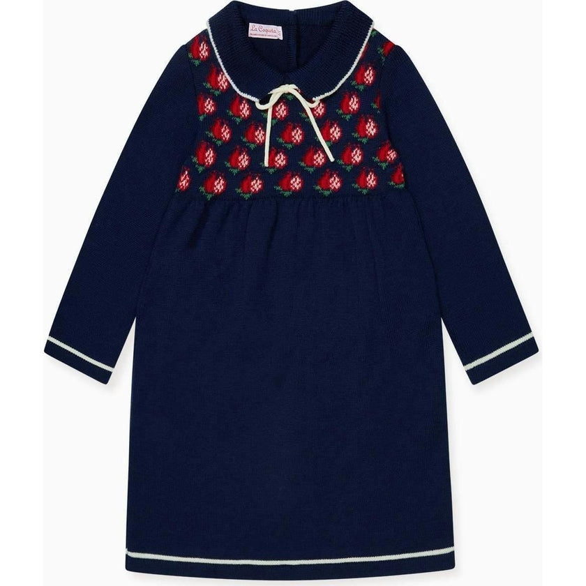 Navy Pomegranate Merino Girl Knitted Dress
