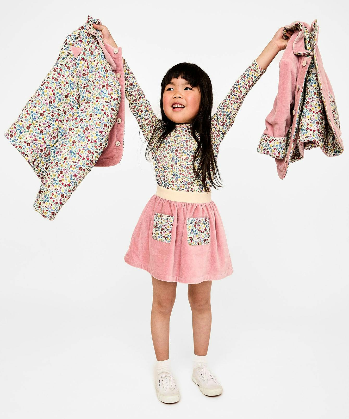 Carter Skirt, Burgundy Coneflower Floral