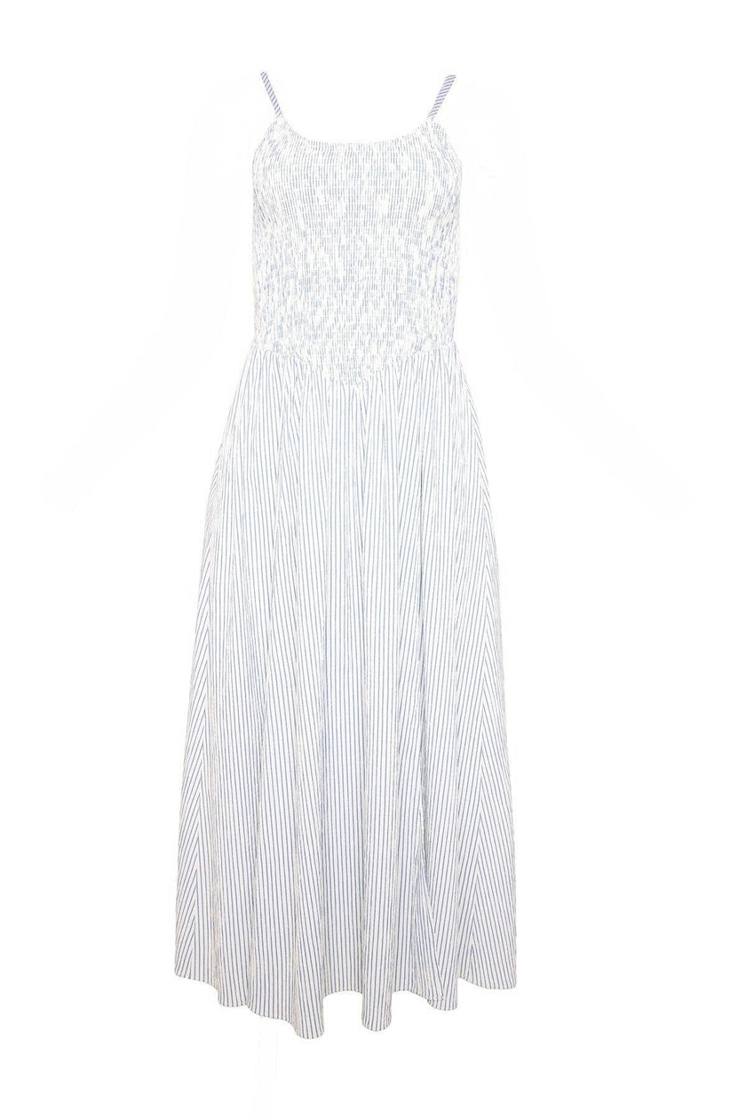 Maxwell Dress in Blue & White Pinstripe