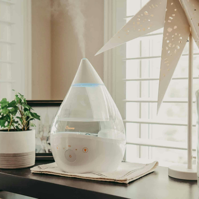 Crane 4-in-1 Top Fill Humidifier, 1 Gallon with Sound Machine, Night Light
