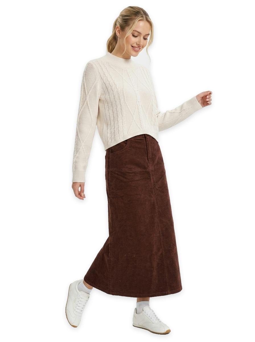 Crop Top With Cable & Rib Knit