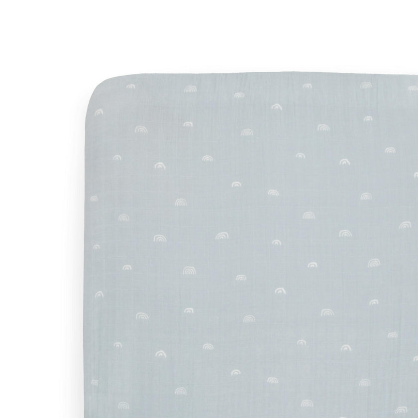 Cotton Muslin Crib Sheet - Blue Rainbow